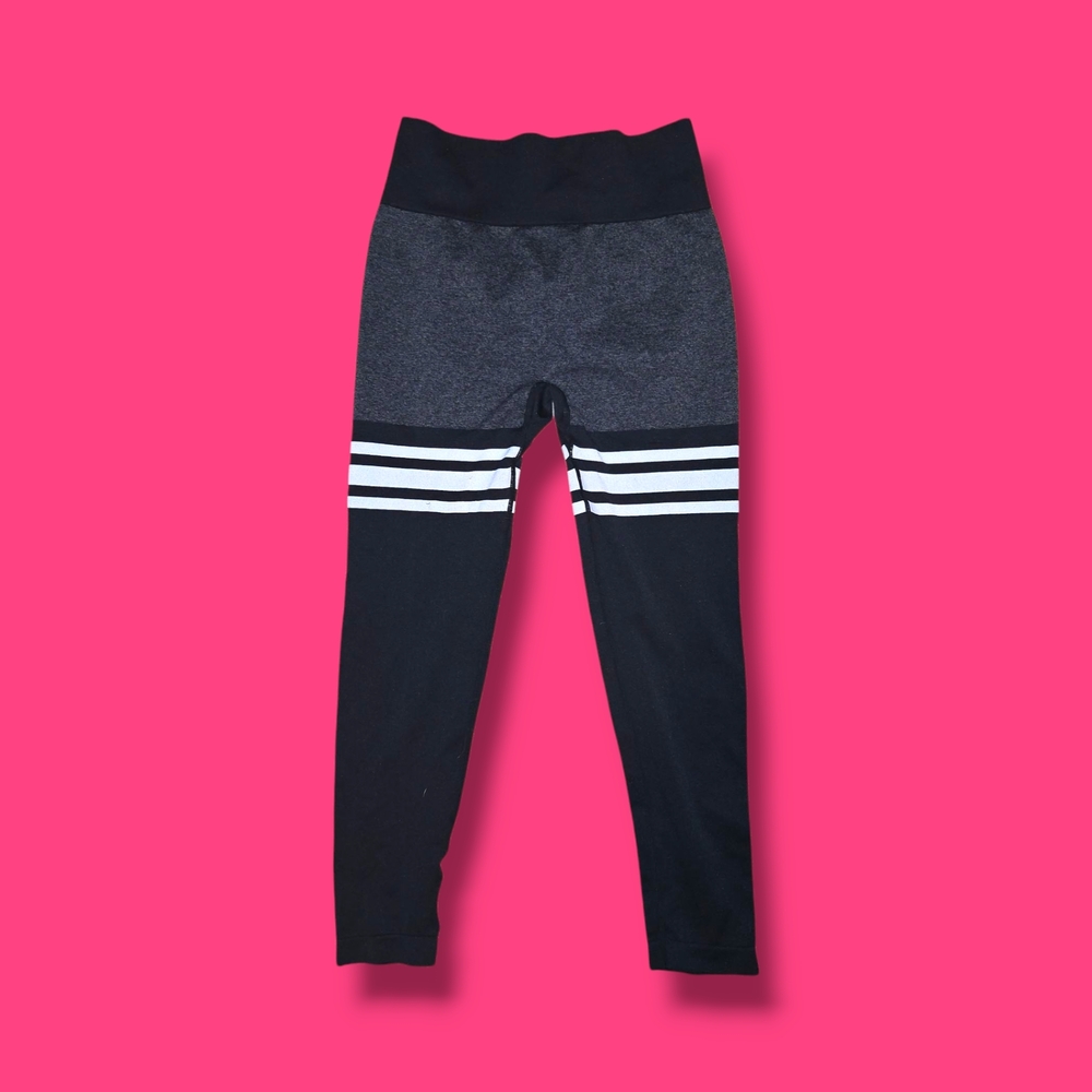 Kids Black and Gray Striped Leggings